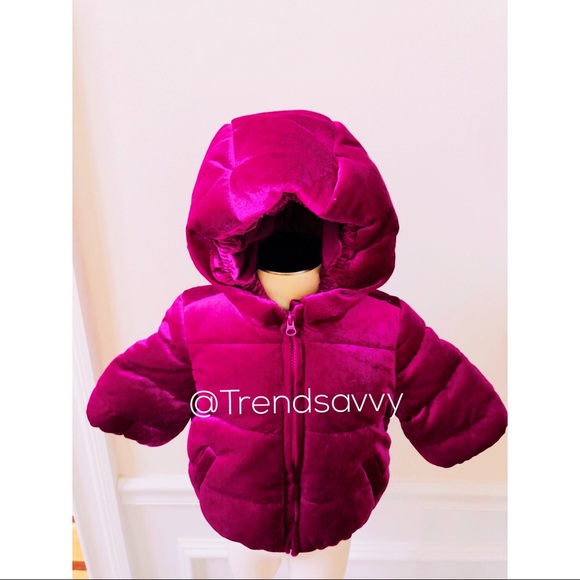 NWT Gymboree Pink Velvet Jacket Puffer Hoodie - Picture 7 of 8